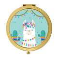 Gold Compact Mirror with Llama Graphic H8496