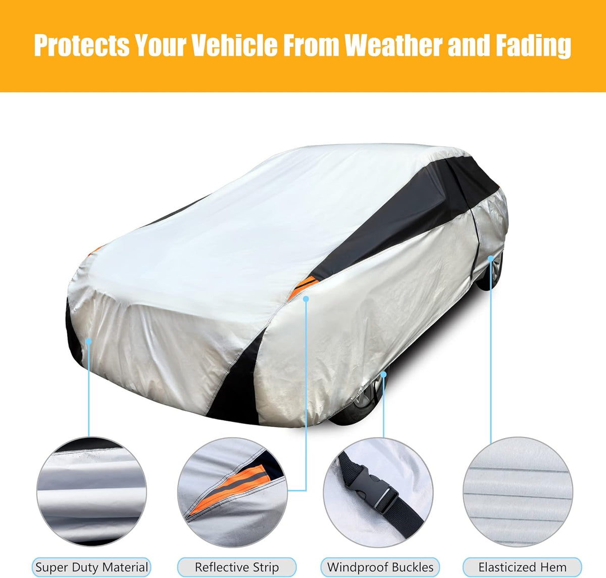 6 Layers Cotton Car Cover for Sedan Up to 177 M Q334