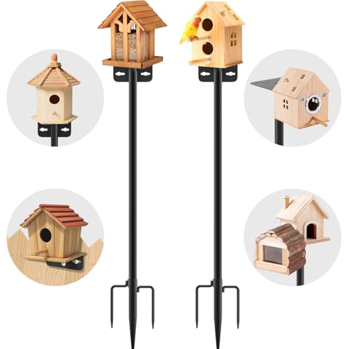 2 Pack 80 Inch Adjustable Bird Feeder Pole F77637
