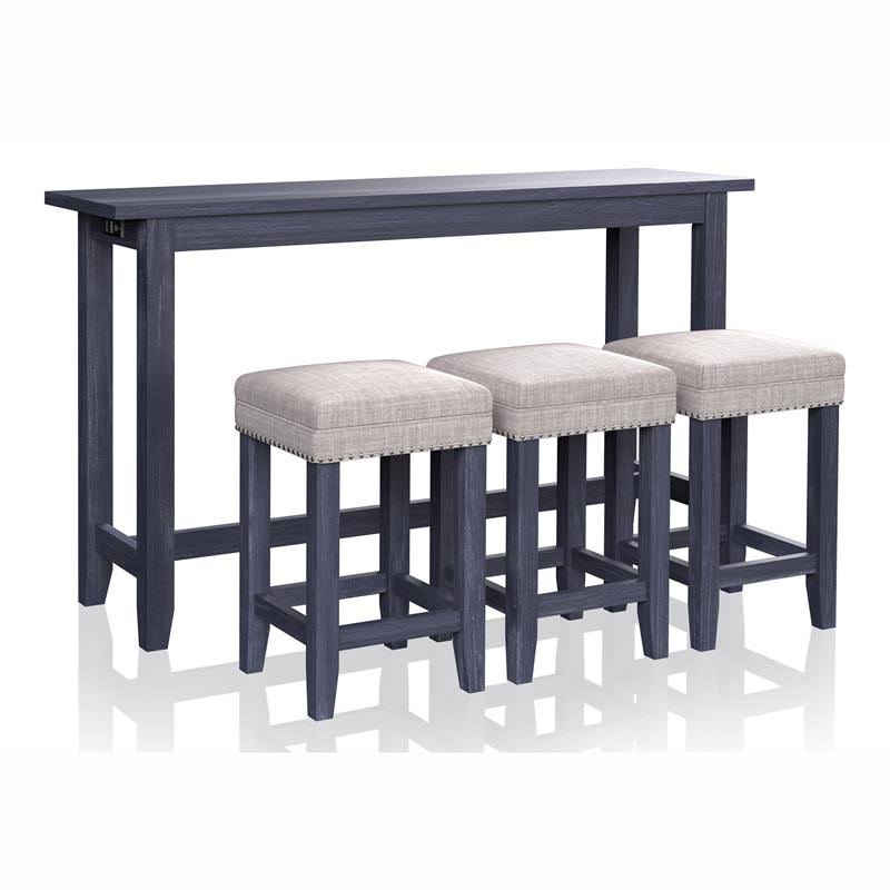 Blue Wood 4-Piece Counter Height Dining Set E3218