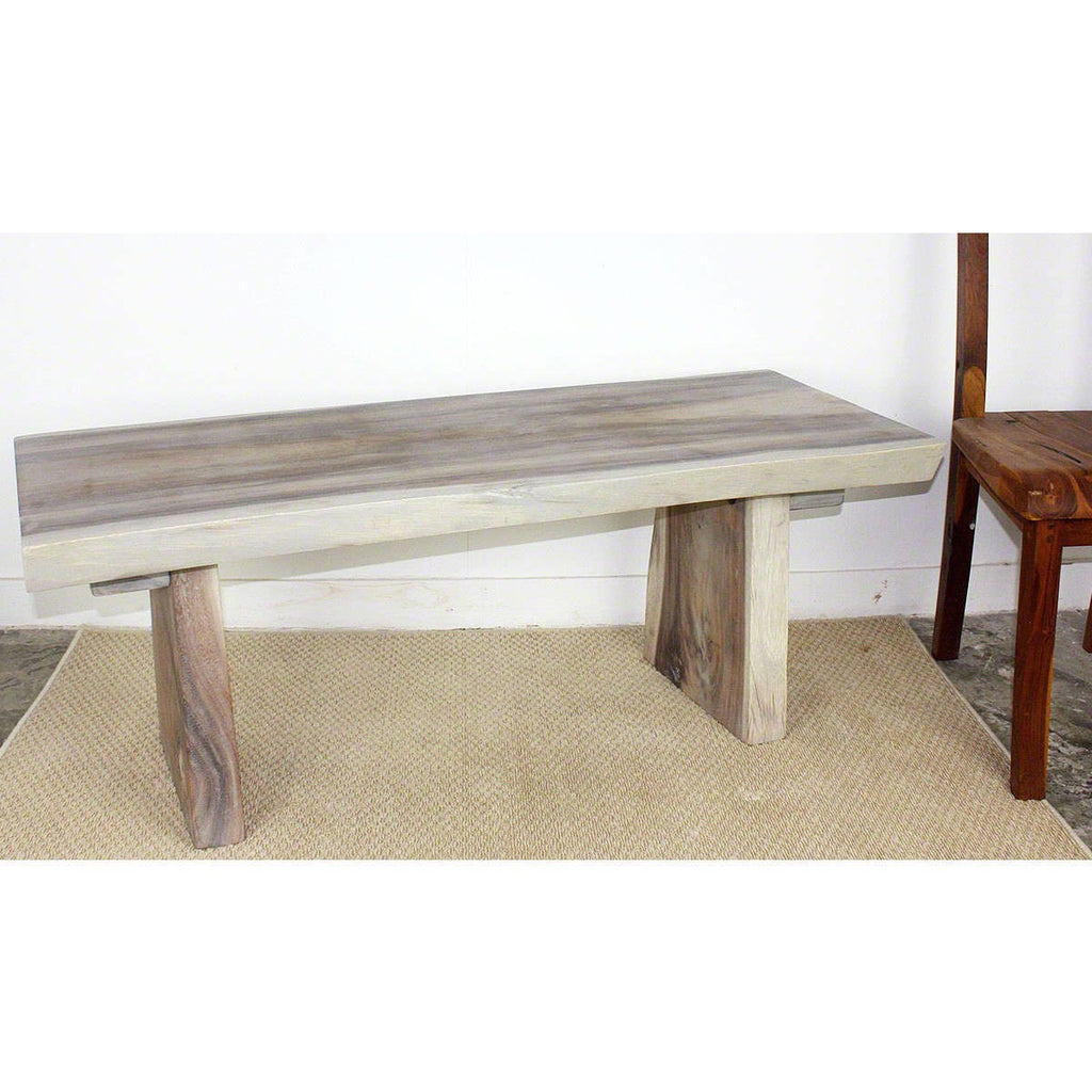 Wood Natural Edge Bench 48 in x 17-20 x 18 in H KD Agate Grey Oil F390