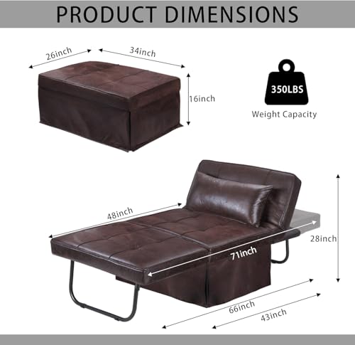 Dark Grey 4 in 1 Folding Ottoman Couch Bed F65738