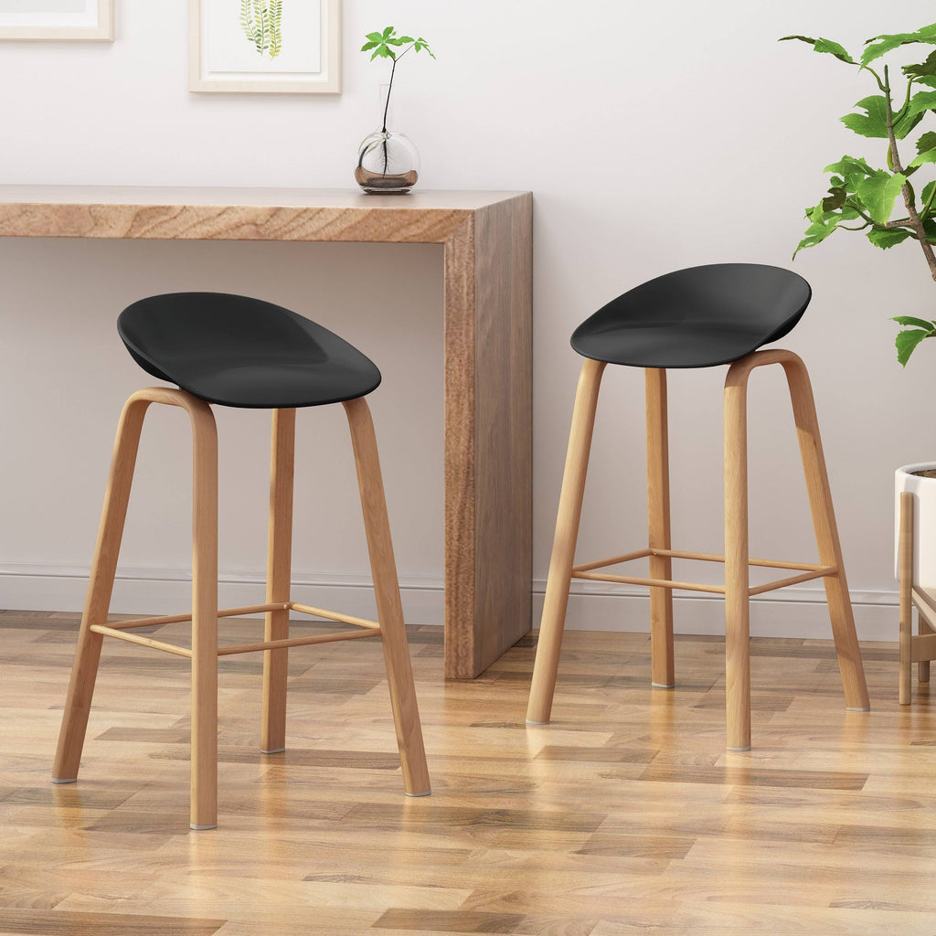 Set of 2 Black Modern Barstool J504344