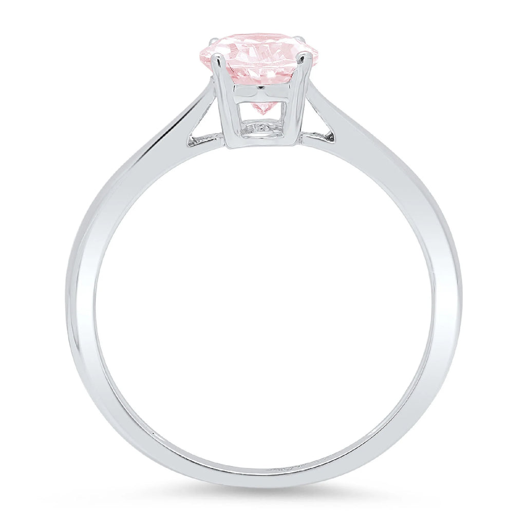 Oval Cut Pink Simulated Diamond 18k White Gold Ring Size 7 I88015