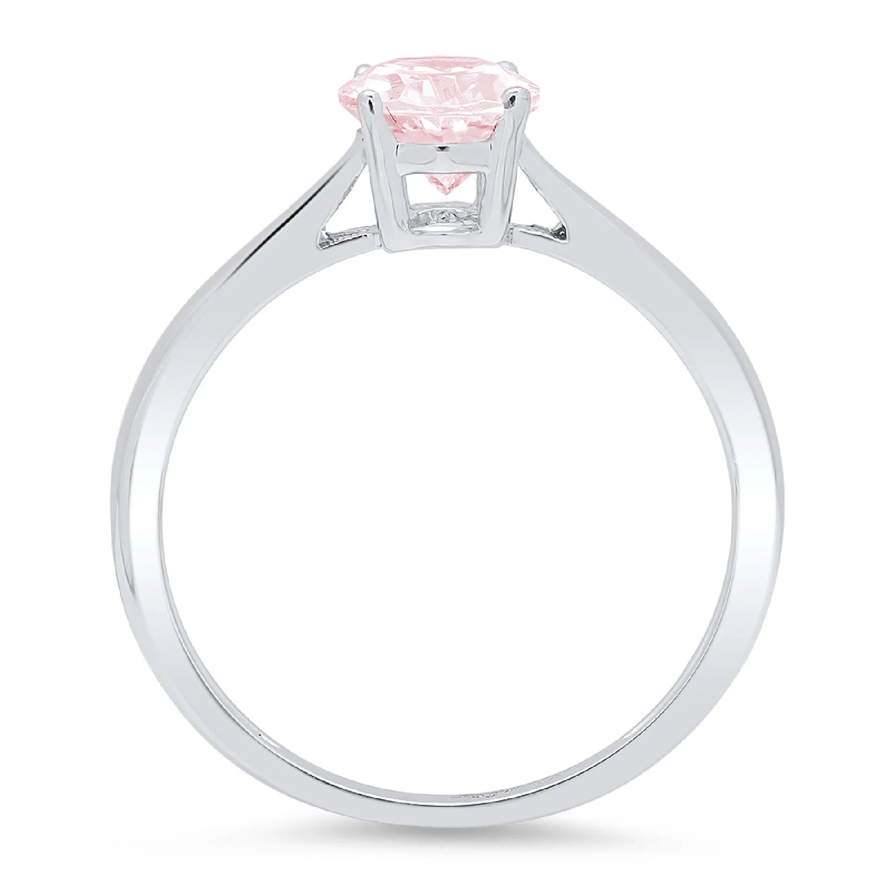 Oval Cut Pink Simulated Diamond 18k White Gold Ring Size 7 I88015