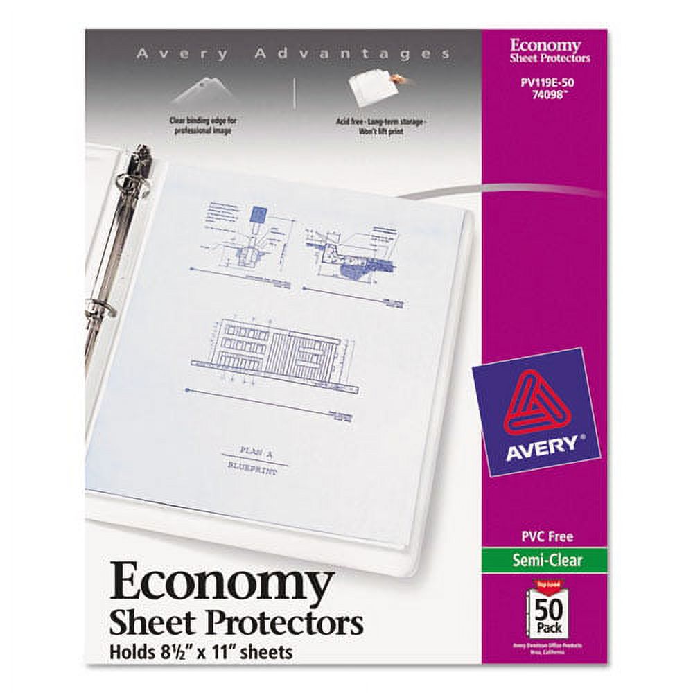 Top-Load Sheet Protector, Letter, Semi-Clear, 50/box S74045
