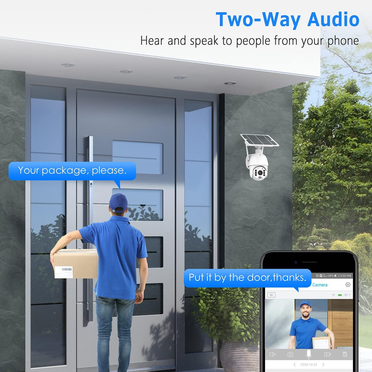 1080P Wireless WiFi PTZ Solar Security Camera with Color Night Vision Y615828