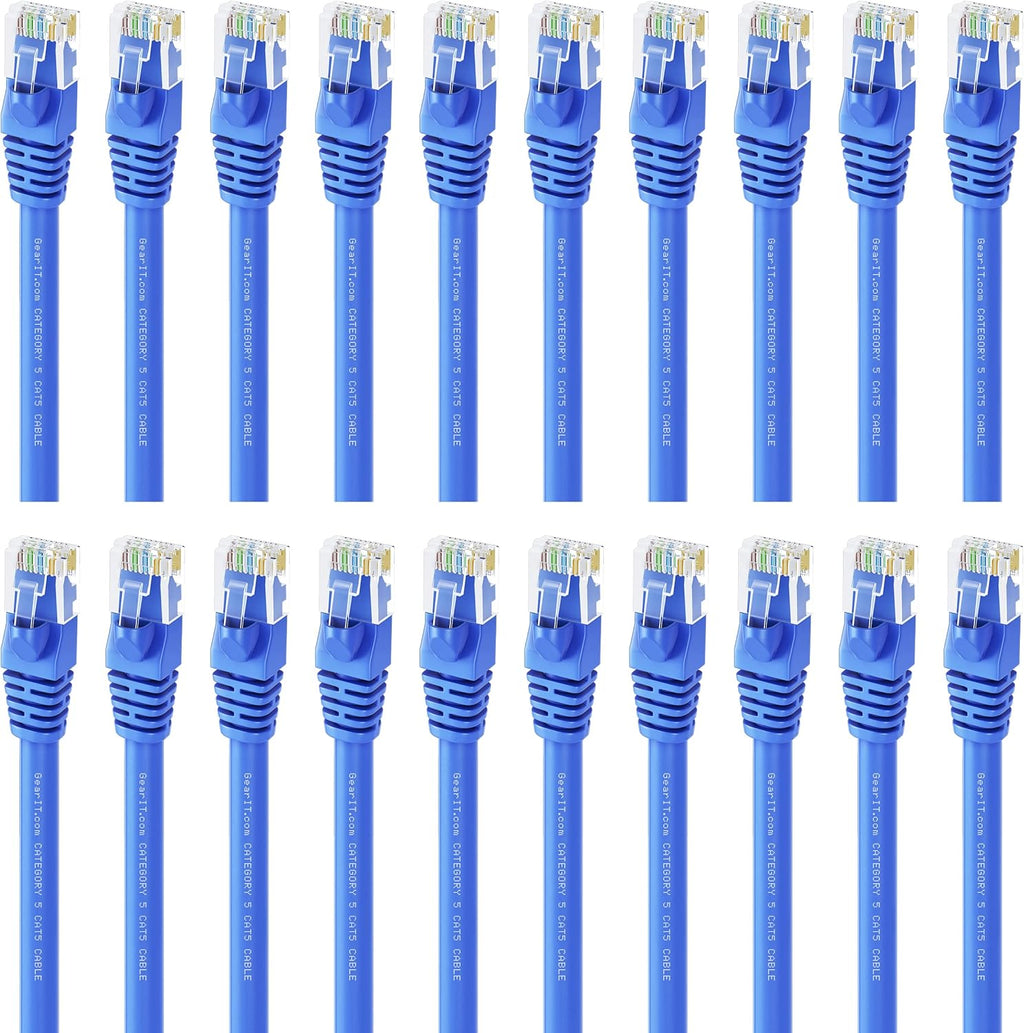 Blue Cat5e Ethernet Patch Cable 10 Feet 20-Pack B5977