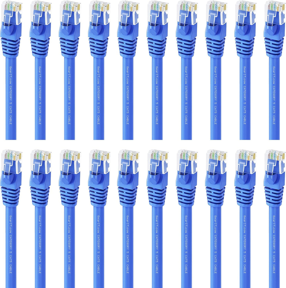 Blue Cat5e Ethernet Patch Cable 10 Feet 20-Pack B5977
