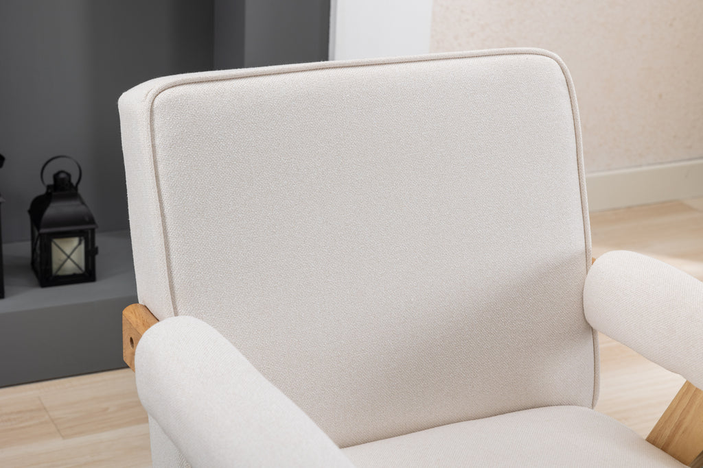 Mid-Century Modern Accent Chair with Solid Wood Armrest D3993