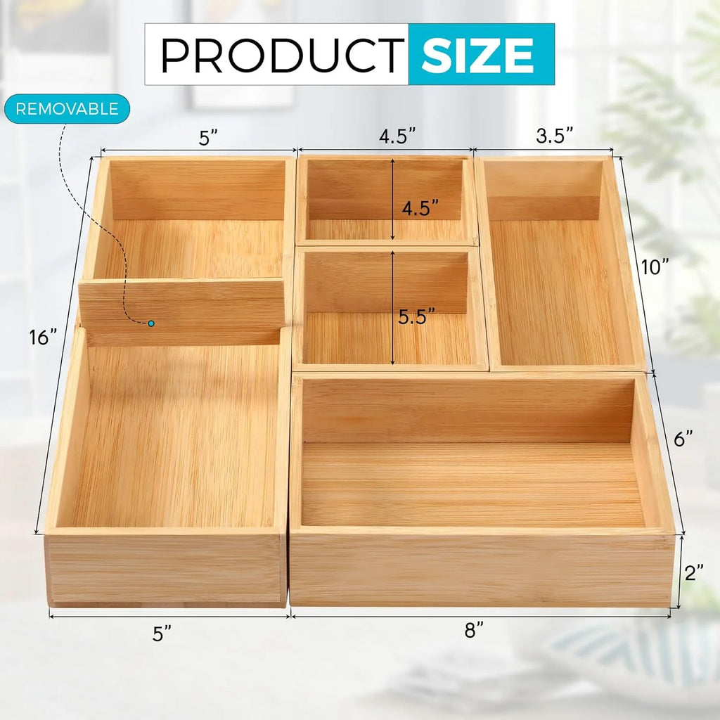 Set of 9 Bamboo Wood Drawer Organizer X3267