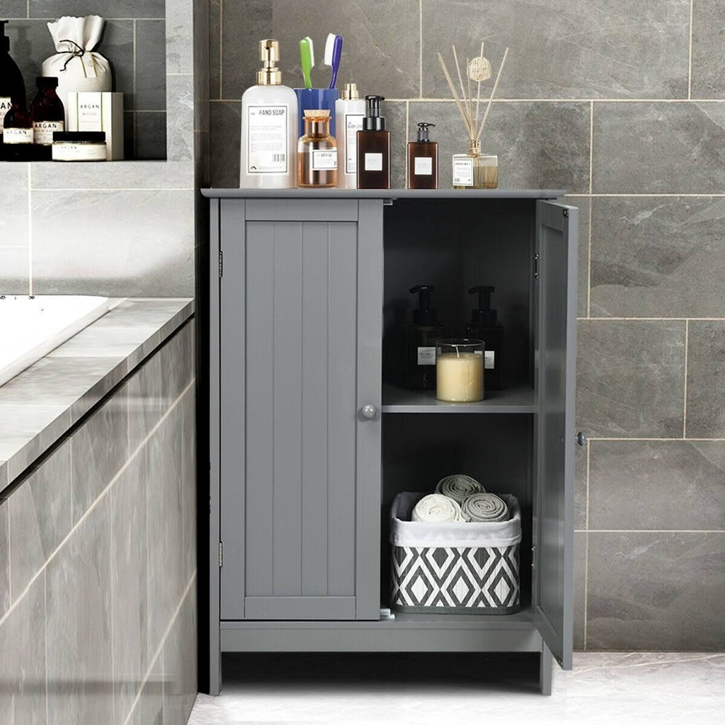 Gray Double Door Bathroom Floor Cabinet B7252