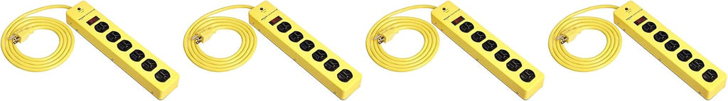6 PACK Yellow Metal Surge Protector Power Strip O63661