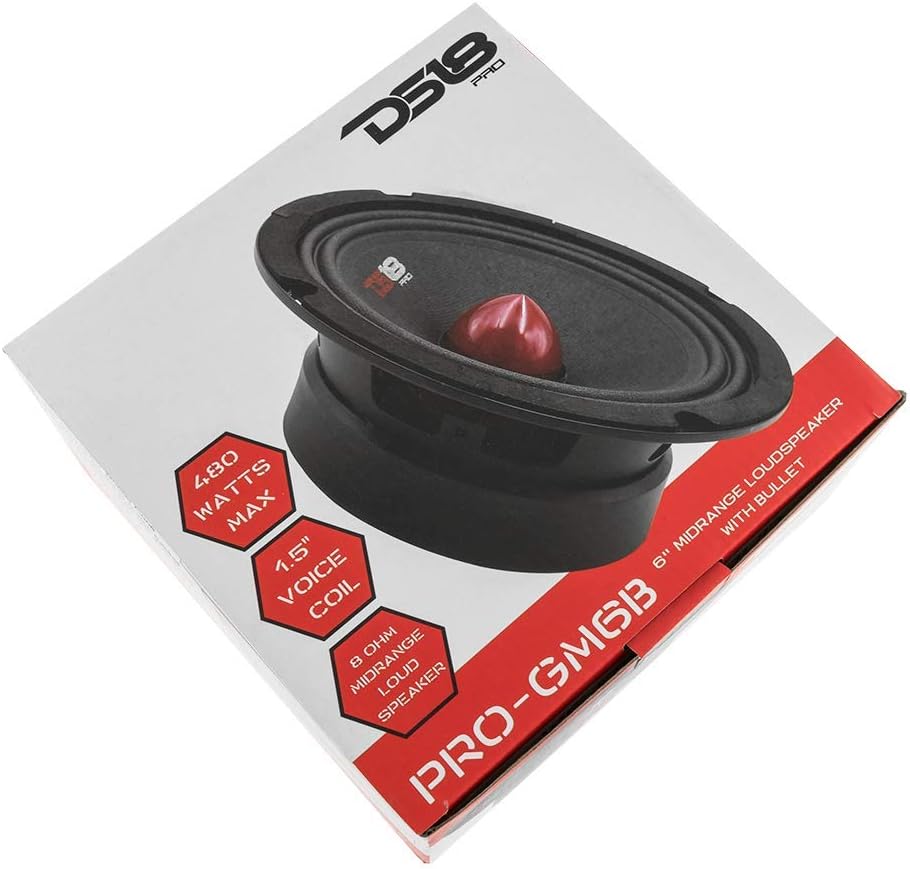 6.5 Midrange Red Aluminum Bullet 480W Max 4 Ohms Car Speakers O371083