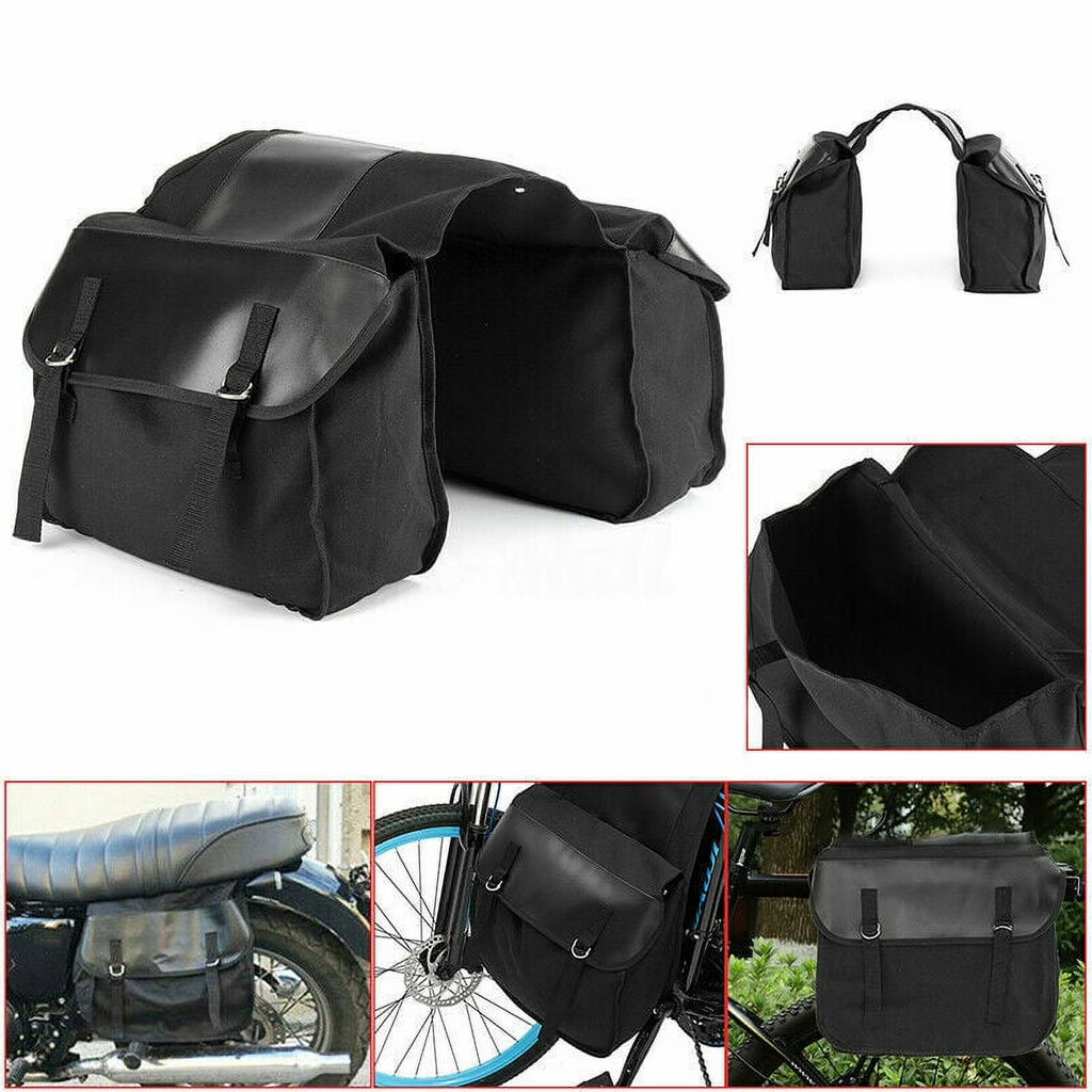 Black Canvas Waterproof Motorcycle Saddle Bag J28290
