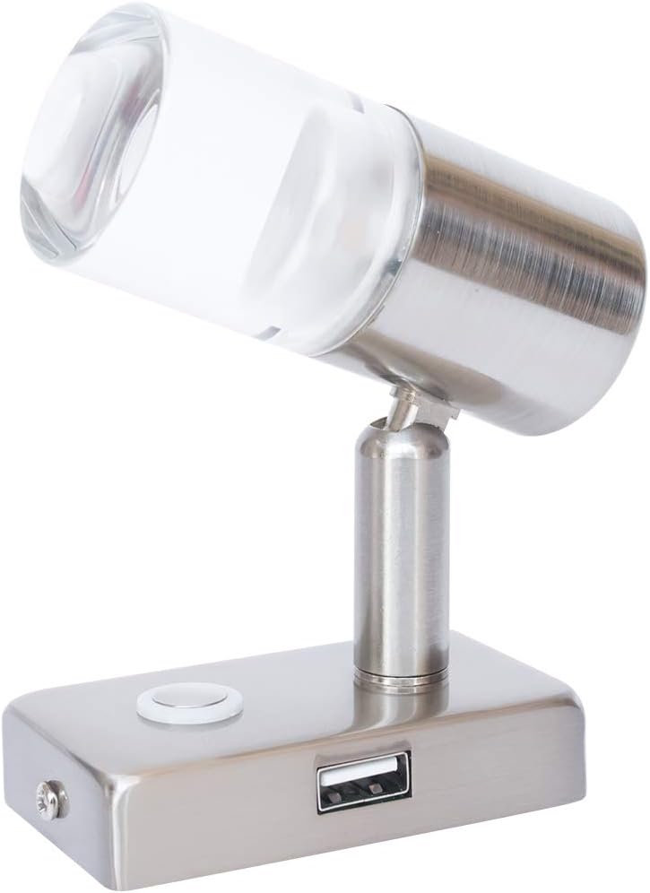 12V LED RV Interior Reading Light 3W with USB Port Touch Switch Dimmable Warm Two Pack D6441