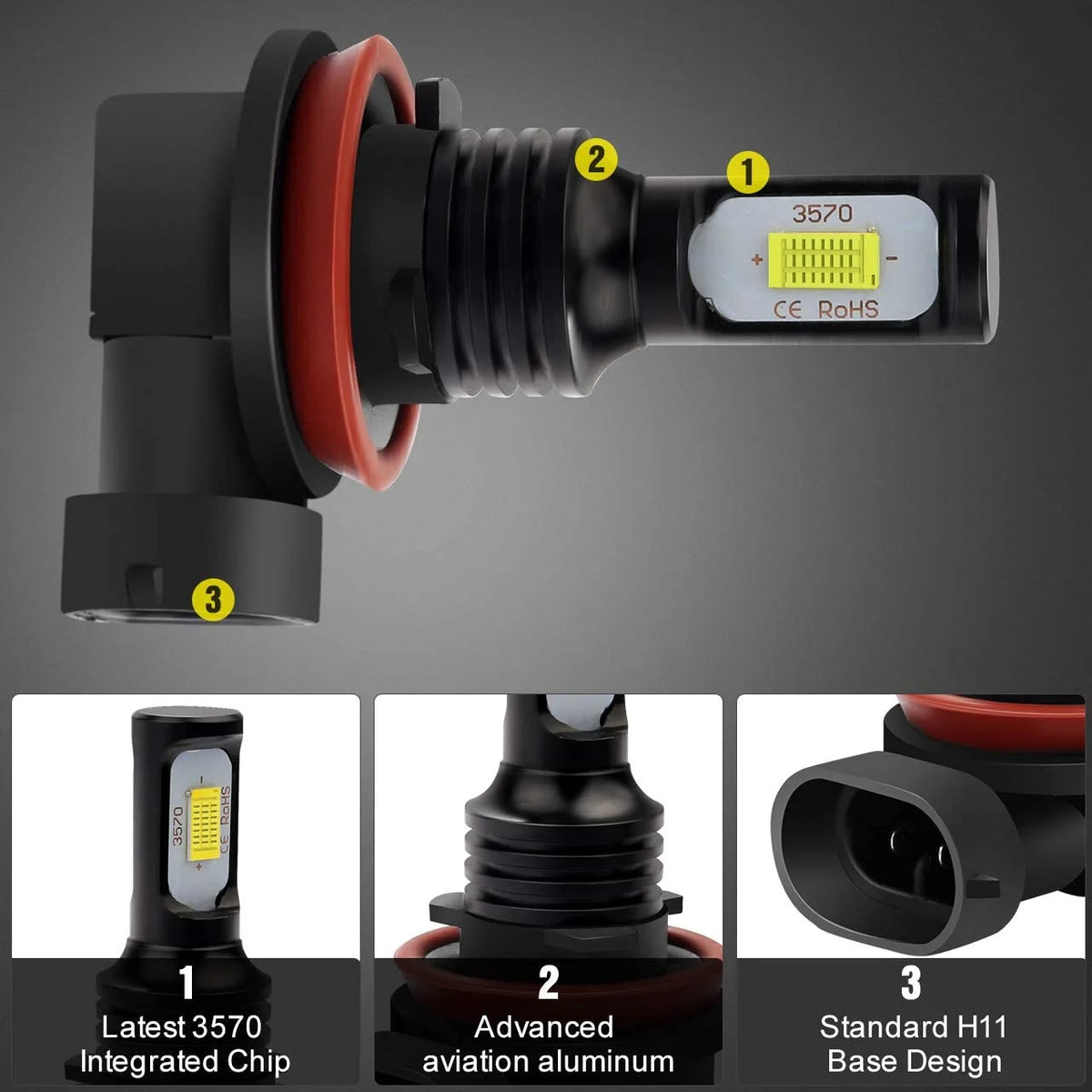 HID Headlight Bulbs D3S High/Low Beam H11 H8 Fog Light 6000k 4pcs S399803