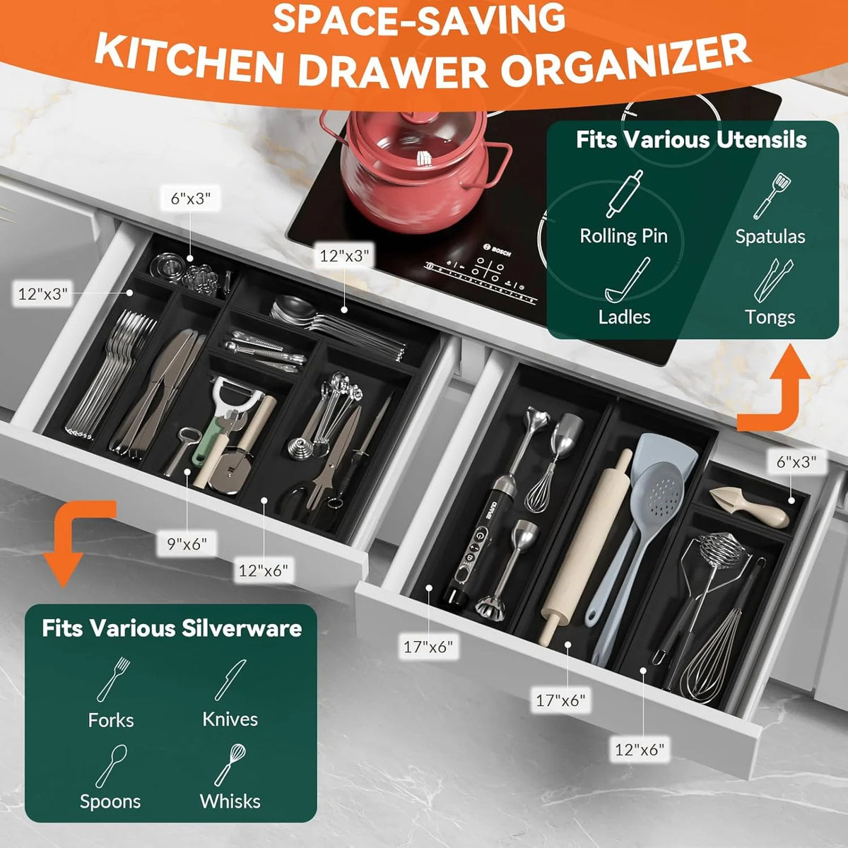 Bamboo Drawer Organizer Set of 2 T614819