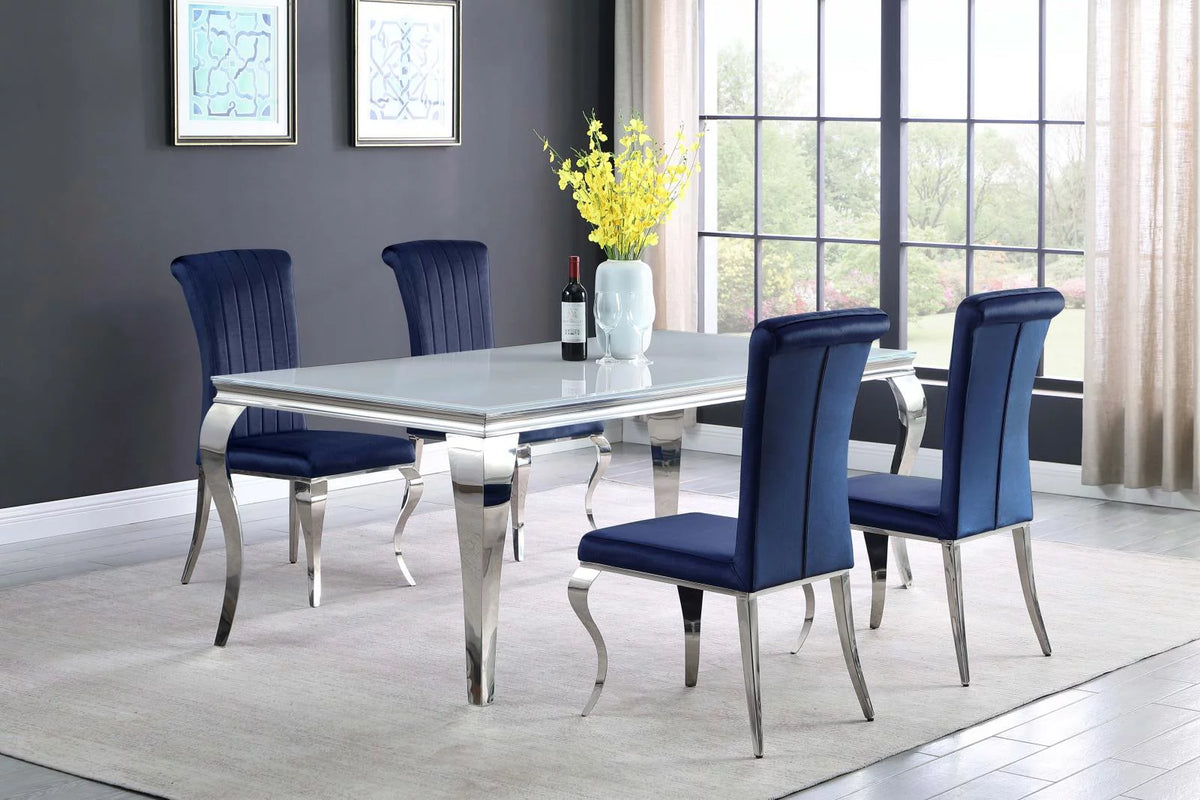 Rectangular Glass Top Dining Table White and Chrome D118470