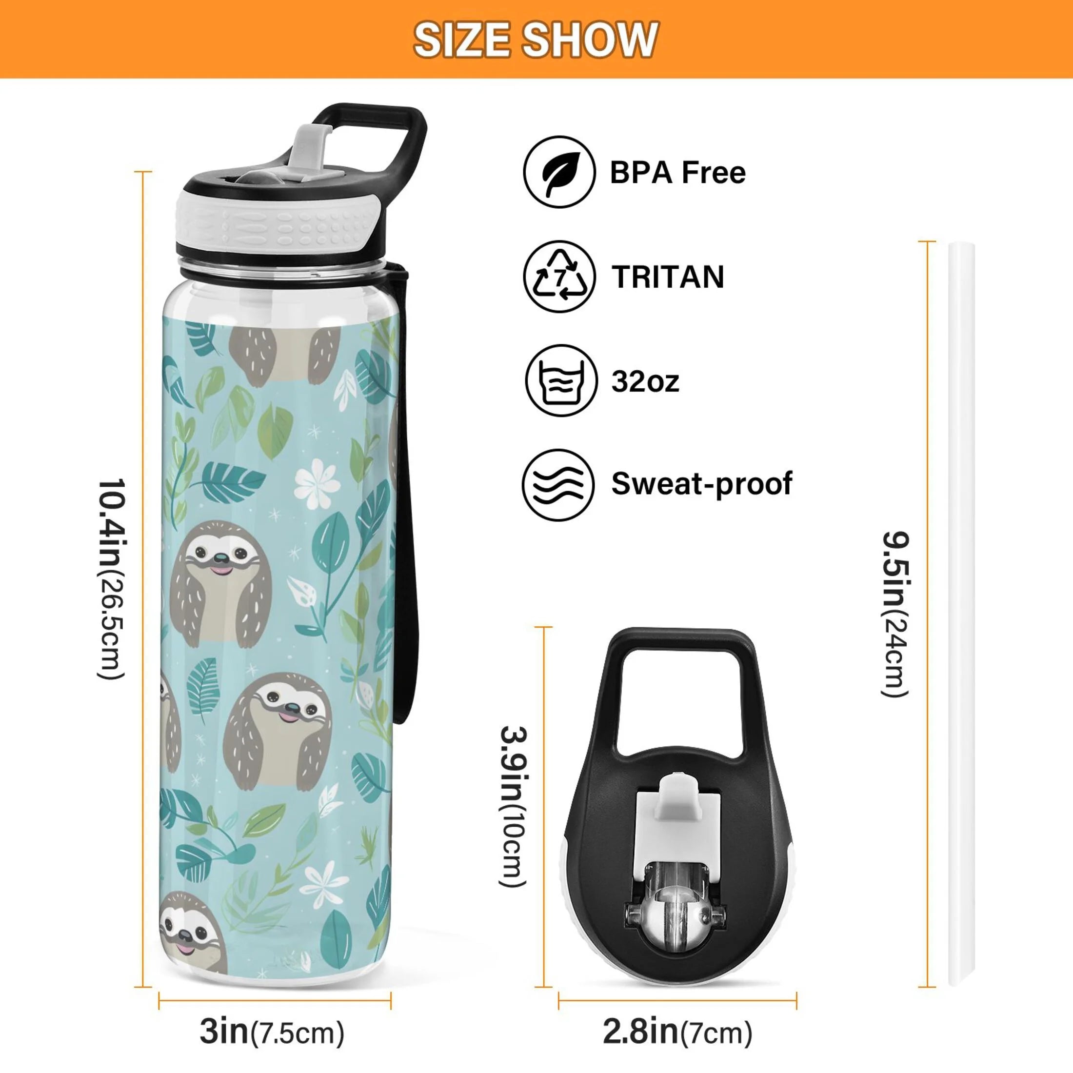 32oz Tritan Clear Water Bottle with Straw T91377