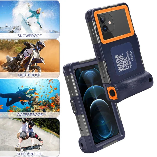 Waterproof Protective Case for Phones Up to 6.9 Inch with Lanyard F450