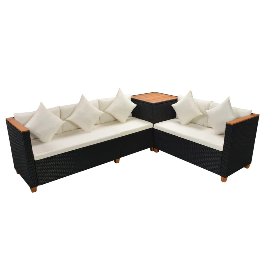 7 Piece White Cushioned Poly Rattan Outdoor Furniture Set X1708