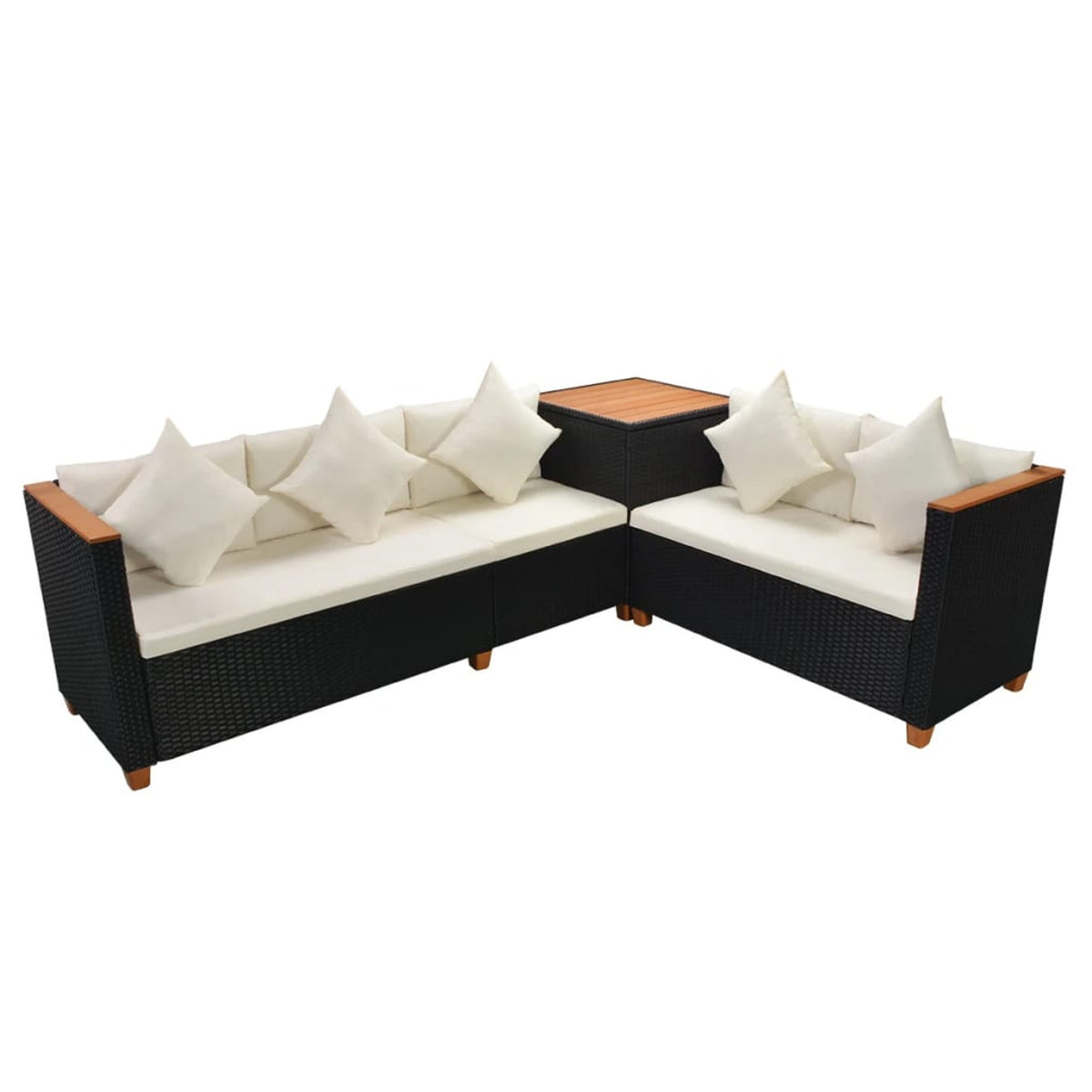 7 Piece White Cushioned Poly Rattan Outdoor Furniture Set X1708