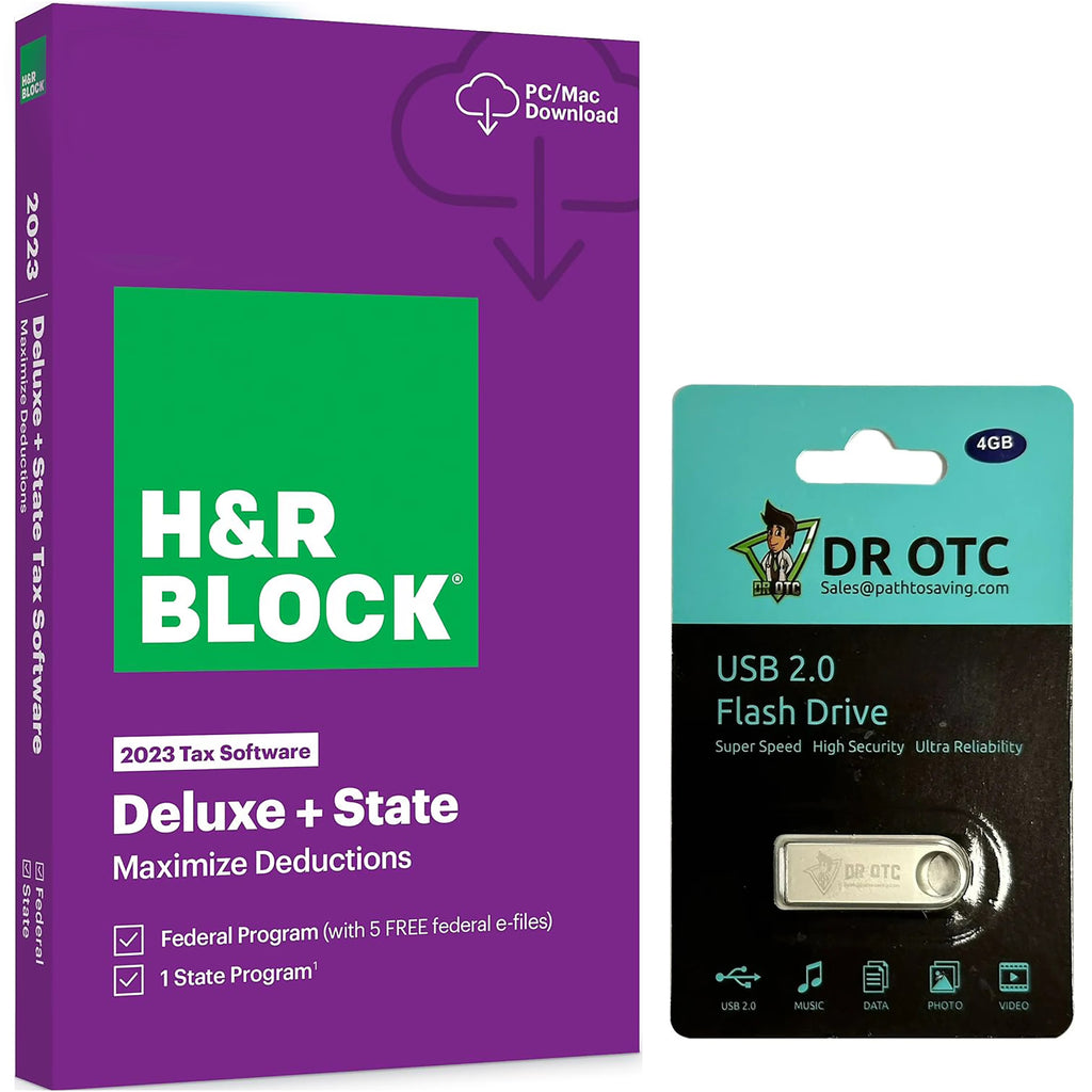 Tax Software Deluxe + State 2023 with USB Drive 4GB W602529