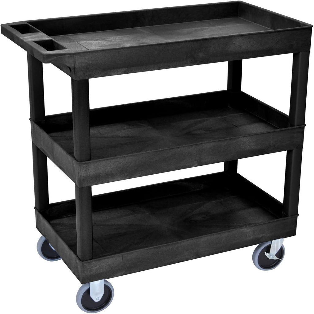 Black Mobile Utility Tub Cart with 3 Shelves X35450