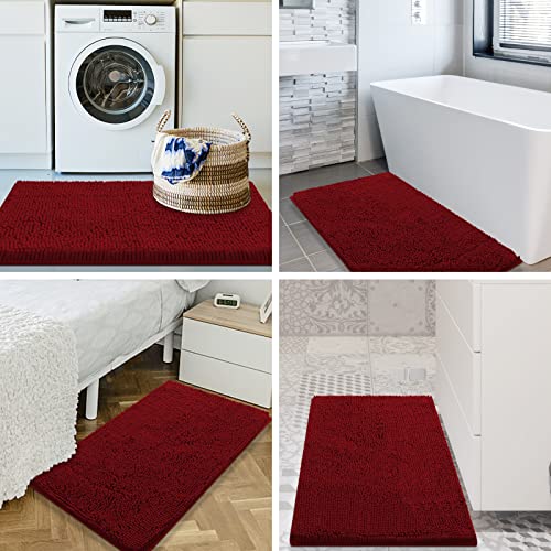 2 Piece Chenille Bath Mat Set (30" x 20"+24" x 16", Dark Grey) X903
