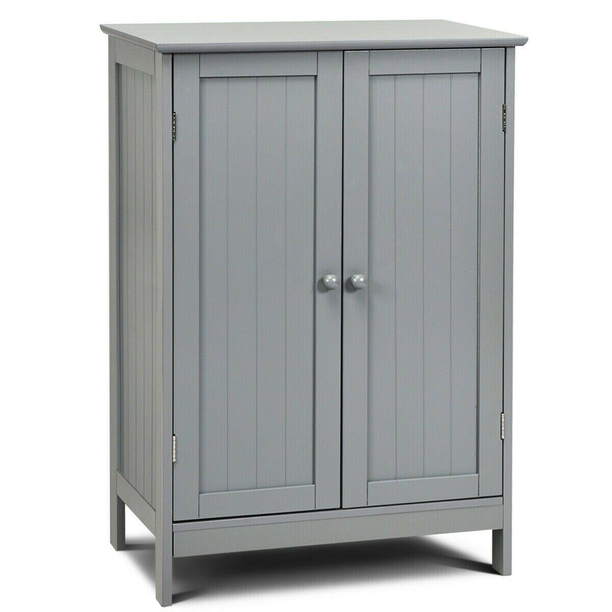 Gray Double Door Bathroom Floor Cabinet B7252