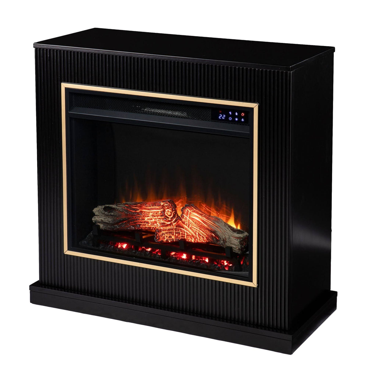 Contemporary Wood Electric Fireplace in Black X844708