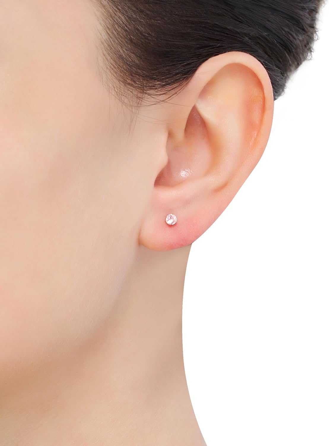 14K Gold 3mm Pink CZ Ear Piercing Kit S830