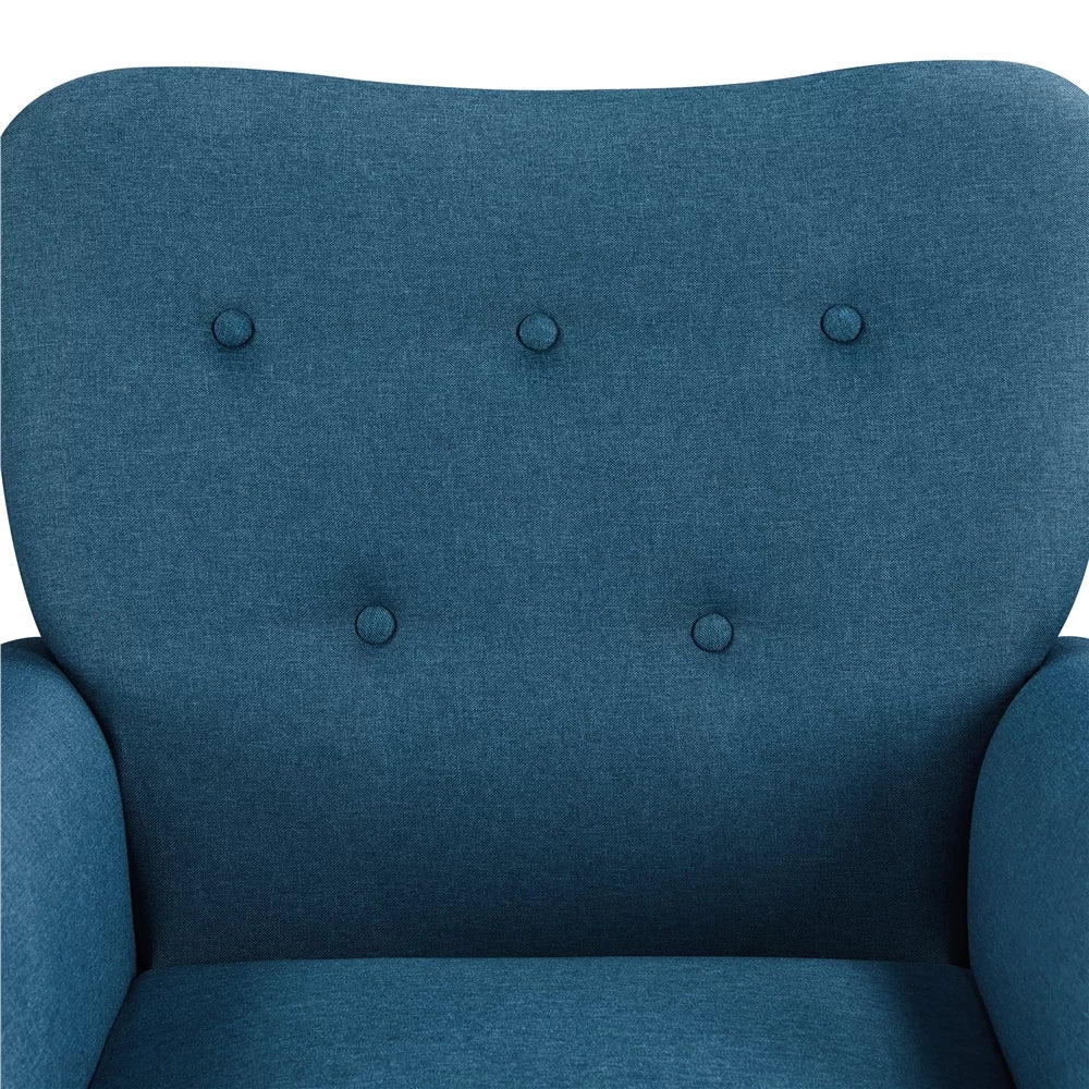 Navy Blue Upholstered Accent Chair with Wooden Leg N926971