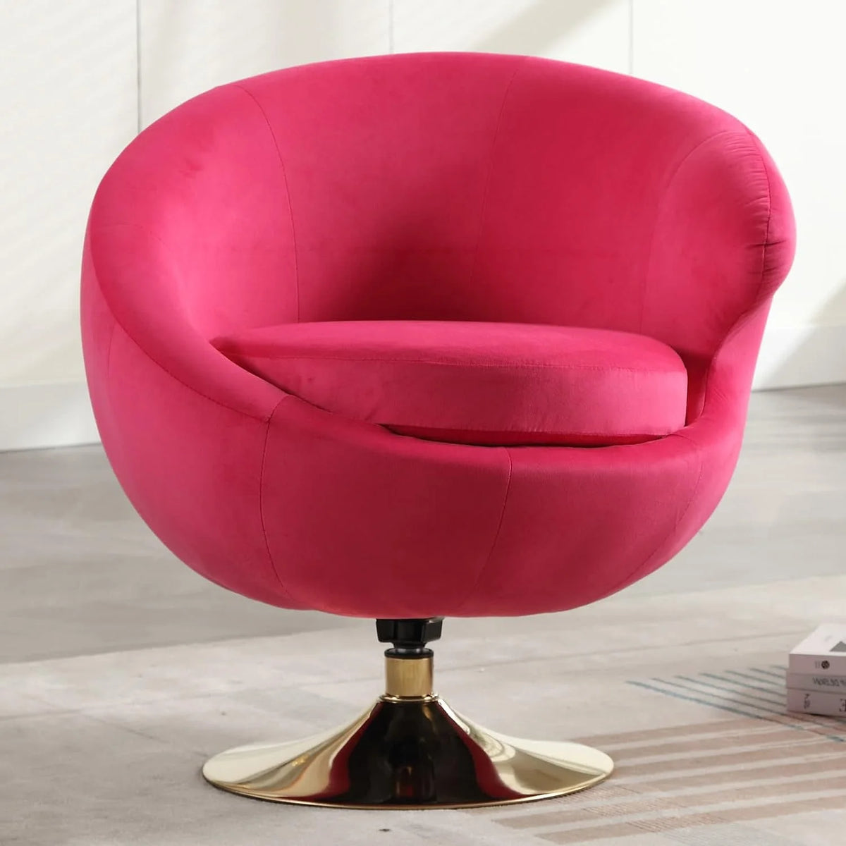 Blue Velvet Swivel Barrel Chair F7993