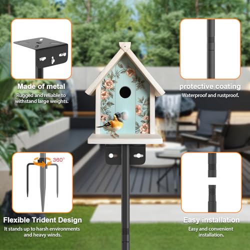 2 Pack 80 Inch Adjustable Bird Feeder Pole F77637