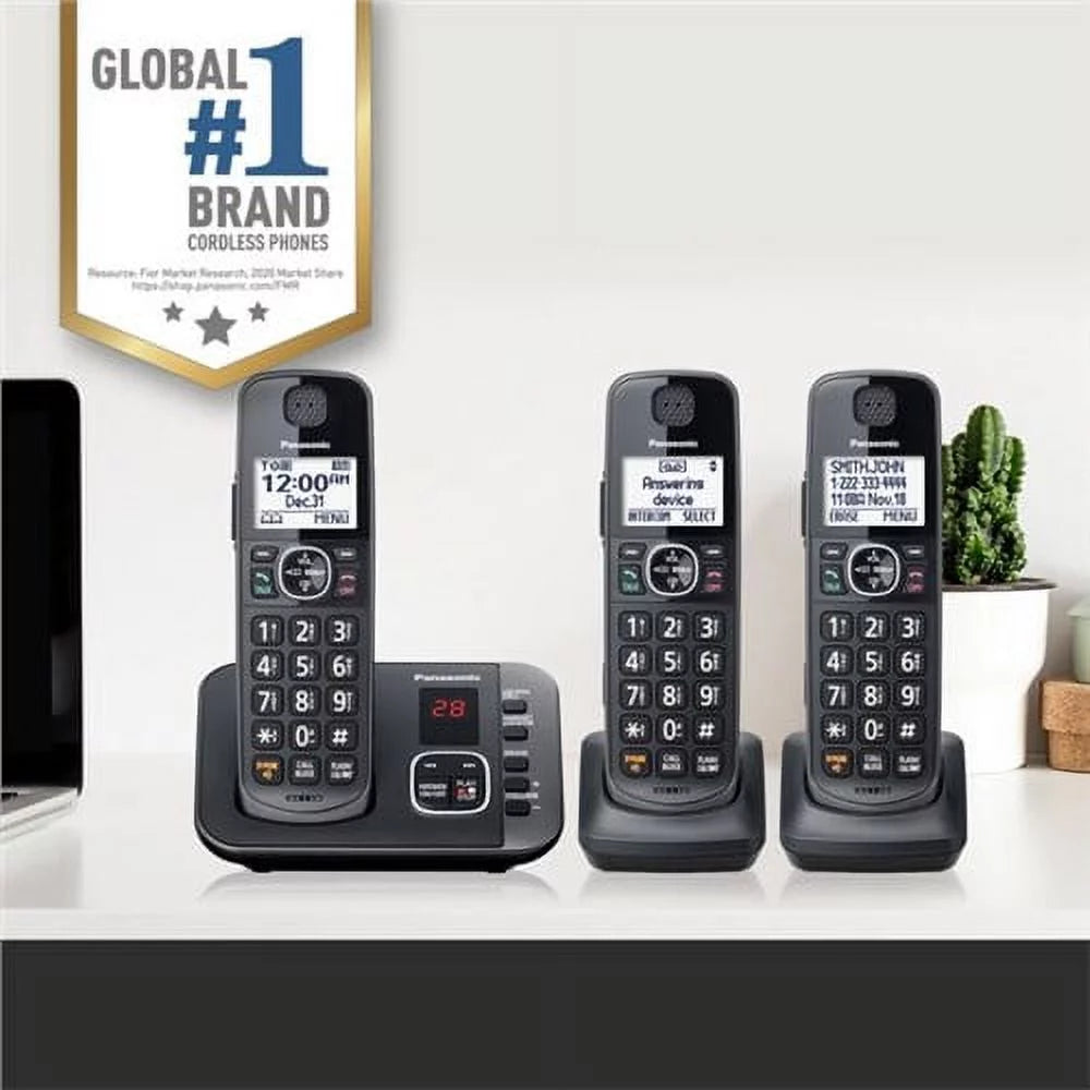 3 Handset Black Cordless Phone F955