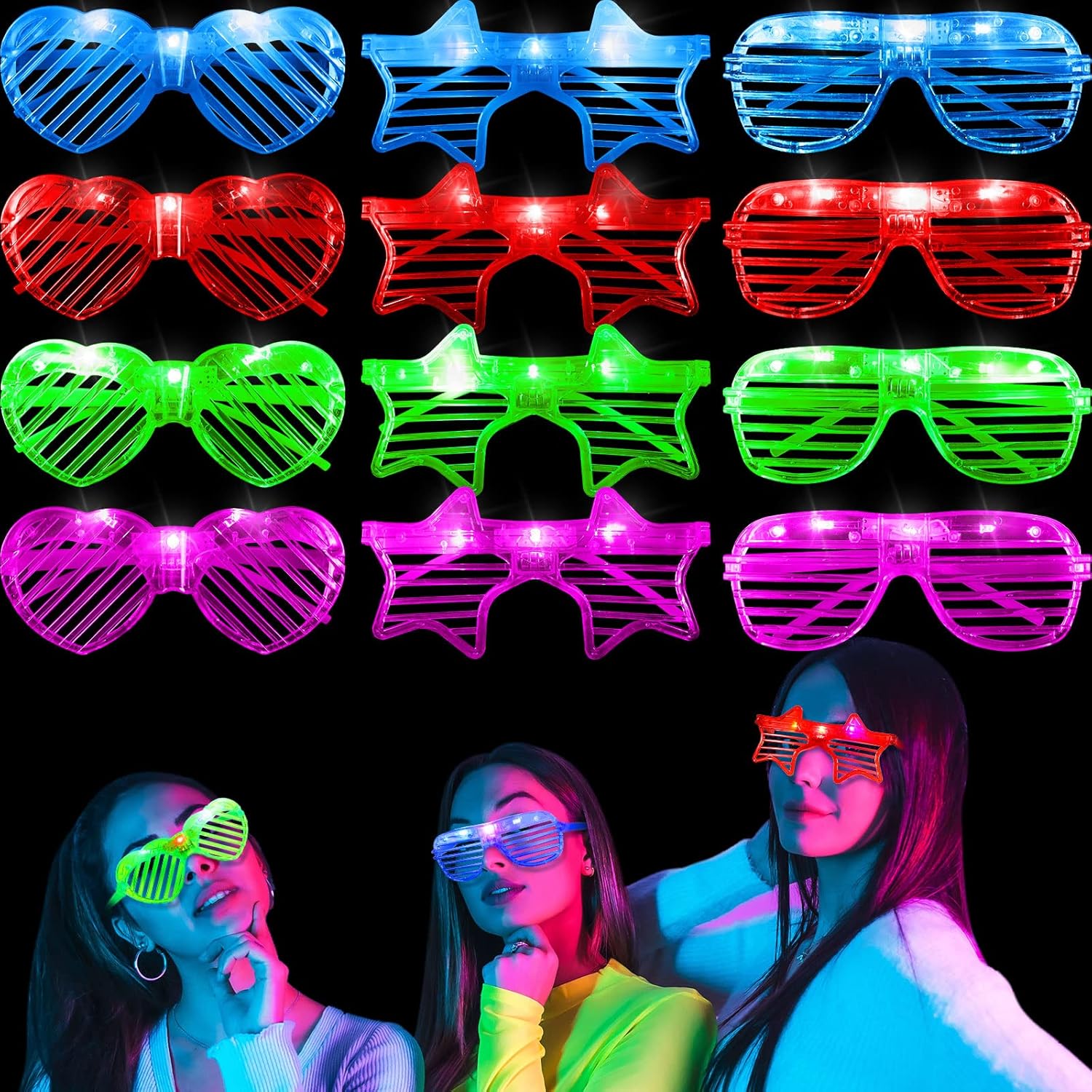 12 Pcs LED Glow Glasses T259