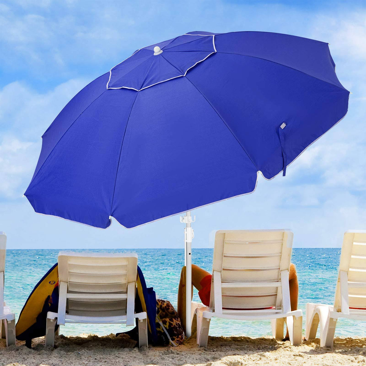 6.5ft Beach Umbrella with Sand Anchor and Carry Bag J112