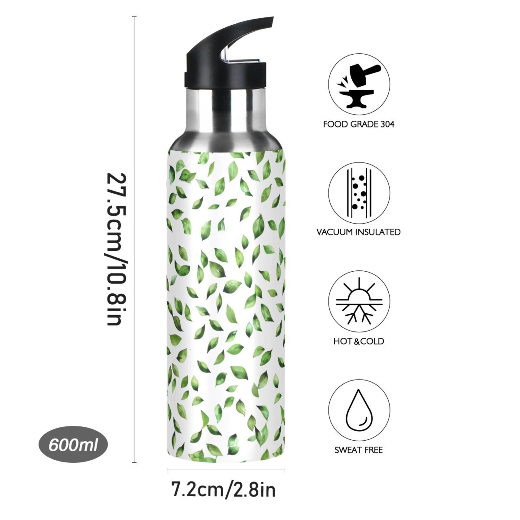 20 oz Kids Stainless Steel Insulated Water Bottle with Straw Lid Q321