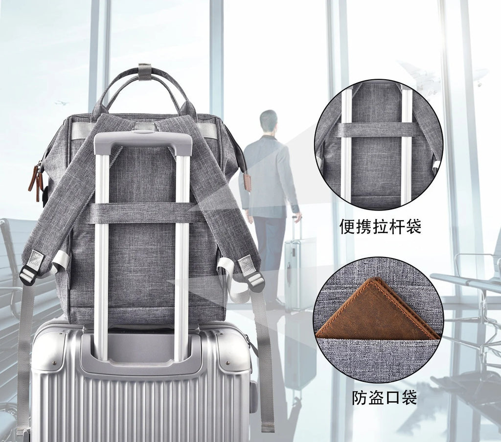 Grey Casual Backpack with USB Charging Port L448547