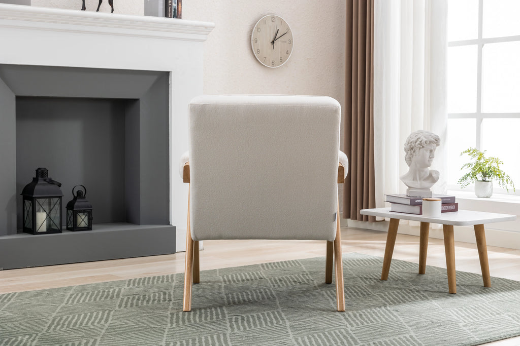 Mid-Century Modern Accent Chair with Solid Wood Armrest D3993