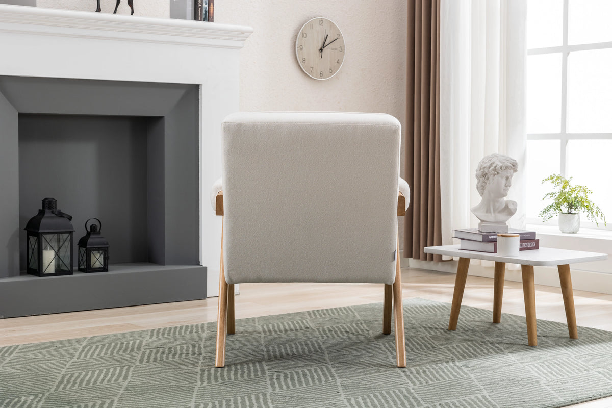 Mid-Century Modern Accent Chair with Solid Wood Armrest D3993