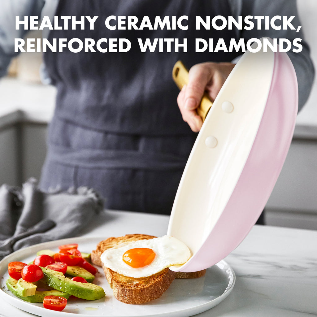 10 Pc Ceramic Nonstick Cookware Set, Blush Pink U8308