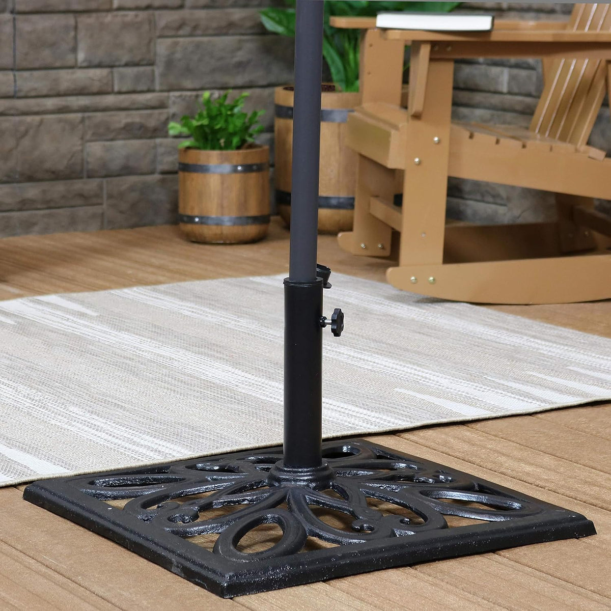 22-Inch Square Cast Iron Umbrella Base D287368