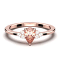 1.25 Carat Pear Cut Morganite And Diamond Moissanite Engagement Ring in 10k Solid Rose Gold A1971