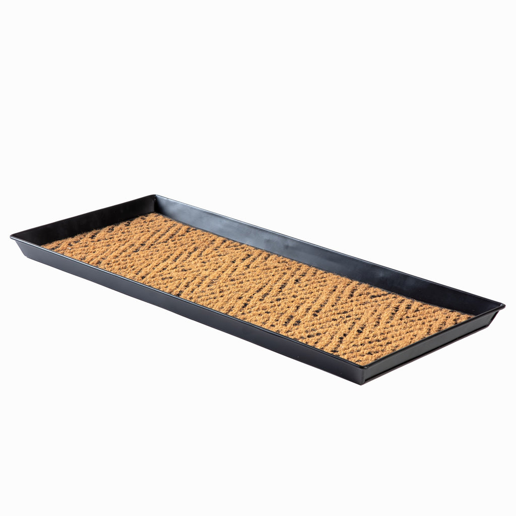 Black Metal Boot Tray with Coir Insert C557