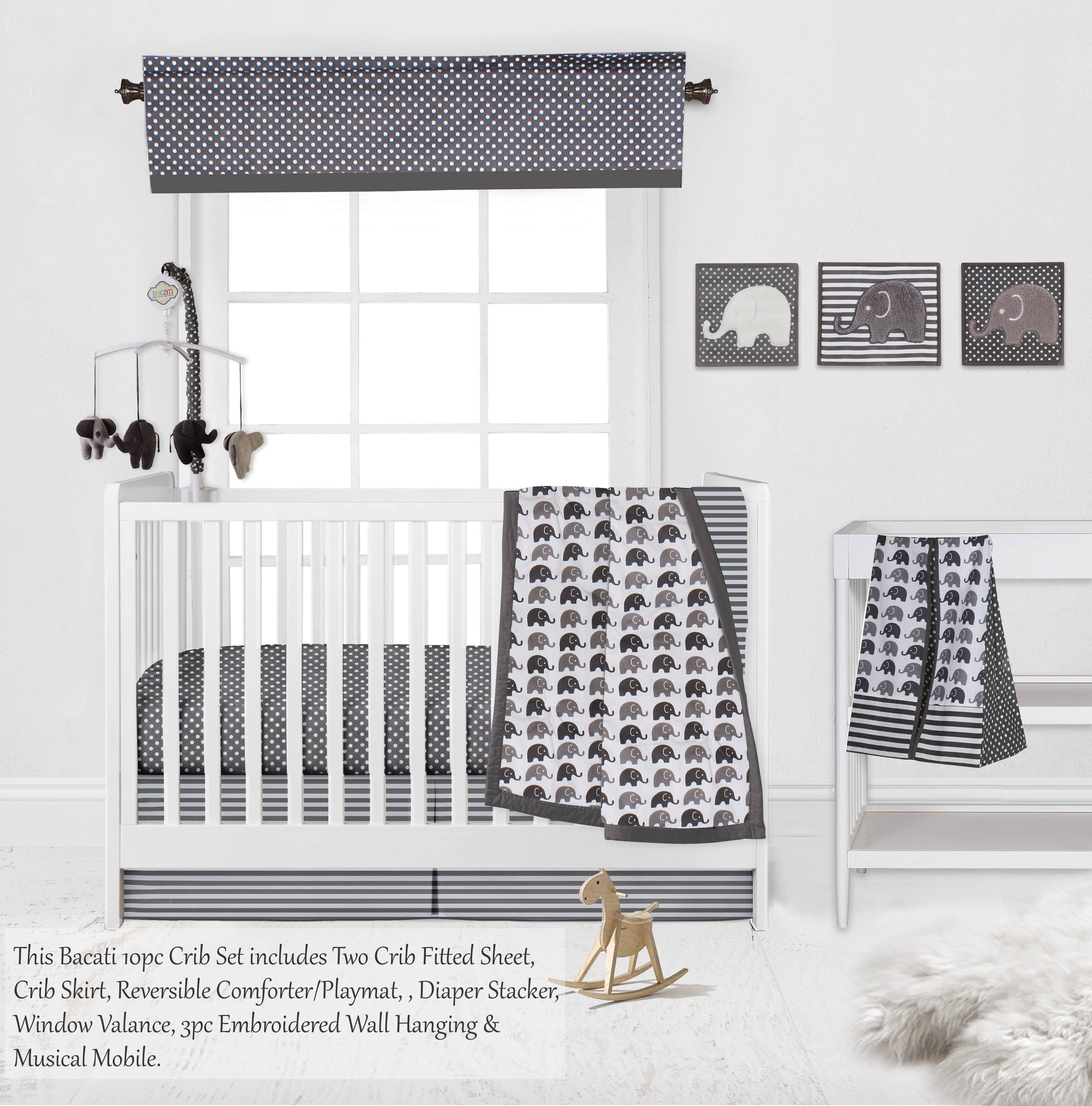 10 PC Crib Bedding Set with 2 Crib Fitted Sheets Y343