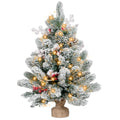 Flocked Artificial Mini Christmas Tree with Lights and Ornaments O8821