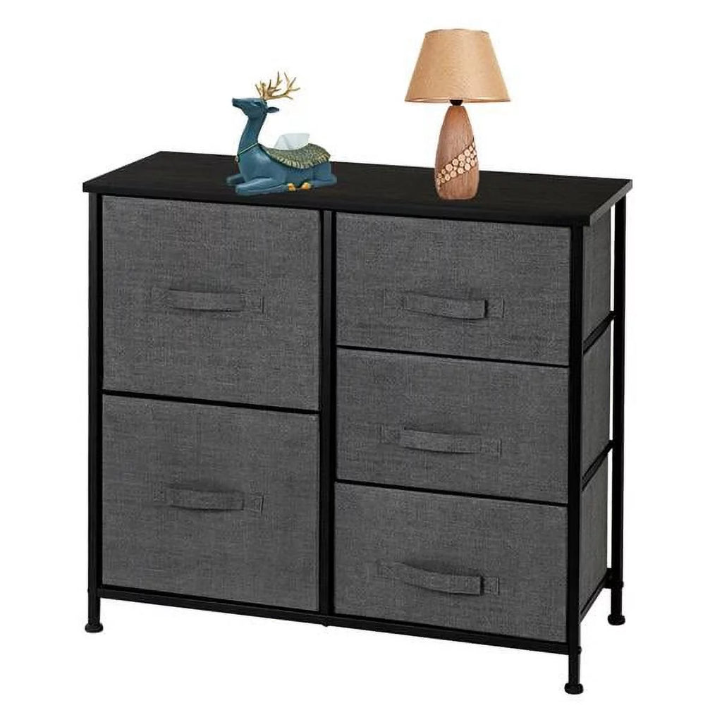 5 Fabric Drawer Steel Frame Storage Cabinet Dresser W928353